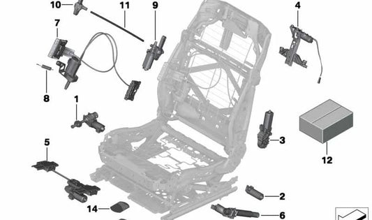 Seat Longitudinal Adjustment Drive for BMW 5 Series F07, F10, F11, F18, 7 Series F01, F02, F04 (OEM 52107242070). Original BMW.