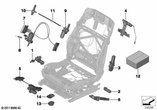 Antrieb zur Neigungsverstellung der Rückenlehne für BMW 5er F07, F10, F11, F18, 7er F01, F02, F04, X5 E70, E70N, X6 E71, E72 (OEM 52109168745). Original BMW