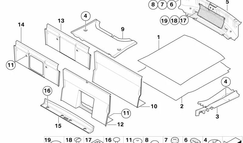 Alfombrilla para el maletero para BMW Serie 6 E64, E64N (OEM 51476968352). Original BMW