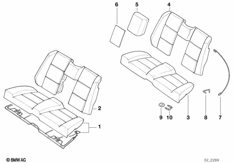 Funda Asiento de Cuero para BMW Serie 3 E36 (OEM 52208187683). Original BMW.