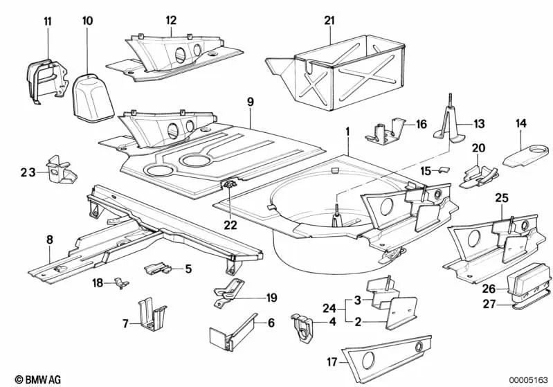 Panel lateral izquierdo para BMW Serie 6 E24 (OEM 41121942041). Original BMW.