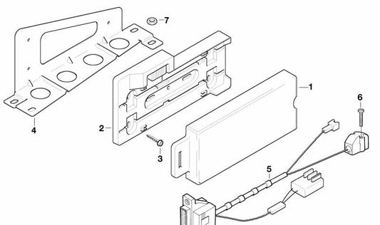 Soporte para unidad de transmisión y recepción OEM 84118362152 para BMW E34. Original BMW.