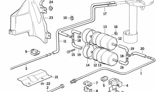 Fuel return line for BMW 7 Series E32 (OEM 16121182417). Original BMW.