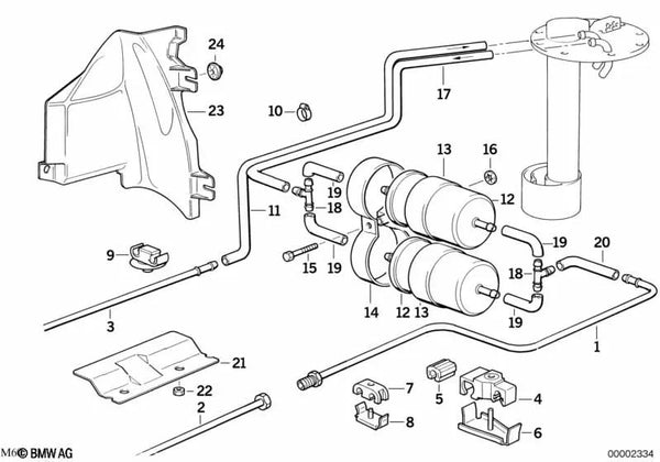 Línea de retorno de combustible para BMW Serie 7 E32 (OEM 16121182416). Original BMW