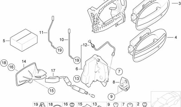 Tirador interior puerta izquierda OEM 51417024303 para BMW Serie 7 (E65, E66). Original BMW.