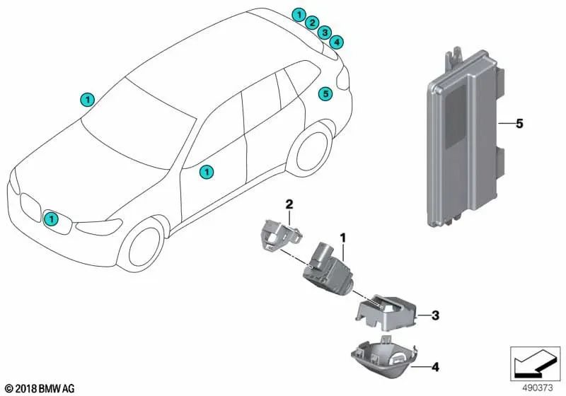 Unidad de Control Cámara Surround View para BMW Serie 5 F90, G30, G31, G38, Serie 6 G32, Serie 7 G11, G12, X3 F97, G01, G08, X4 F98, G02 (OEM 66515A7C9A9). Original BMW