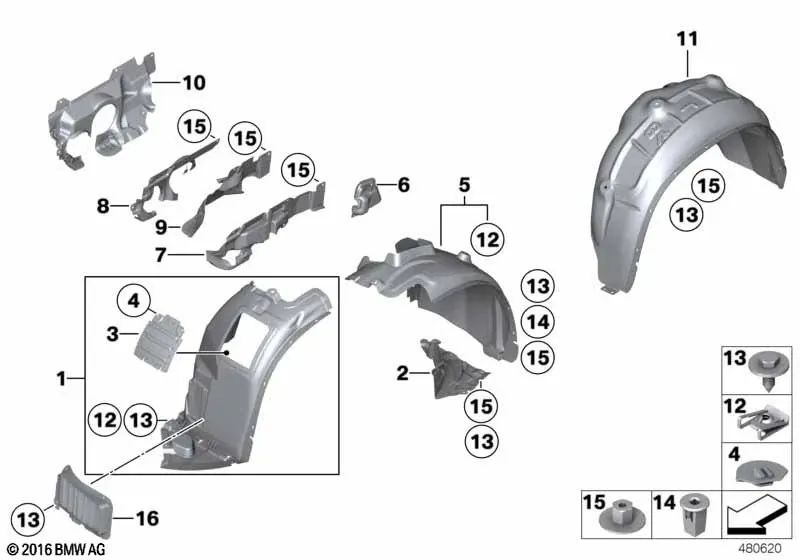 Cobertura hueco soporte de resorte izquierdo para BMW Serie 1 E81, E82, E87, E87N, E88 Serie 3 E90, E90N, E91, E91N, E92, E92N, E93, E93N X1 E84 (OEM 51717127351). Original BMW