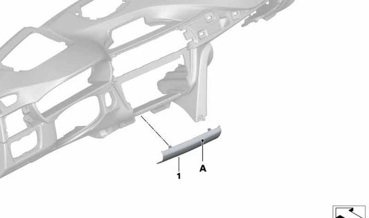 Acabamento em couro para console central para BMW F30N, F31N, F80N, F32, F33, F36, F82, F83 (OEM 51457989743). BMW original