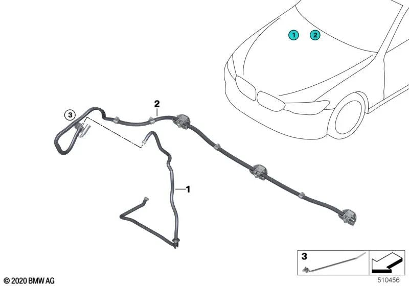 Manguera del Sistema de Lavado de Parabrisas para BMW Serie 5 F90, G30, G31, G38, Serie 6 G32, Serie 7 G11, G12, Serie 8 F91, G14, G15 (OEM 61667357350). Original BMW