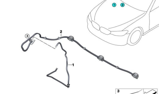 Cadena de boquillas del limpiaparabrisas OEM 61667412693 para BMW G32. Original BMW.