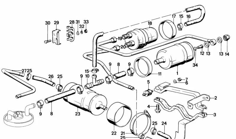 Tubería de combustible OEM 16121151469 para BMW E21, E12. Original BMW.