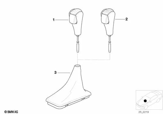 Leder-Schaltknaufabdeckung für BMW 3er E46 (OEM 25161423135). Original BMW