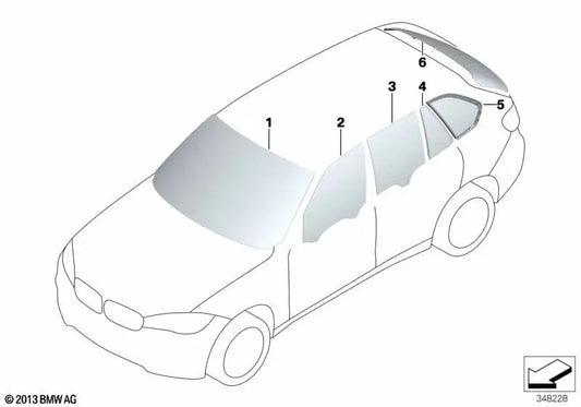 Ventana lateral fija negra trasera derecha para BMW X5 F15, F85 (OEM 51377305772). Original BMW