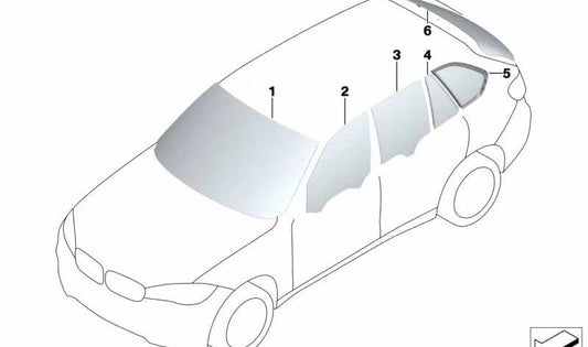 Cristal lateral verde puerta delantera derecha para BMW X5 F15, F85 (OEM 51337470632). Original BMW