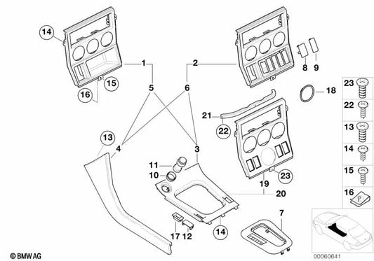 Rechte Lederkonsolenbeschichtung für BMW E46, F30, F80 (OEM 51168401132). Original BMW