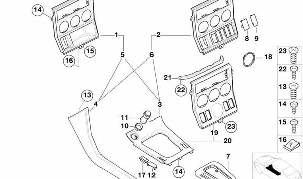 Cubierta de consola de cuero izquierda OEM 51168401135 para BMW E36, Z3. Original BMW.