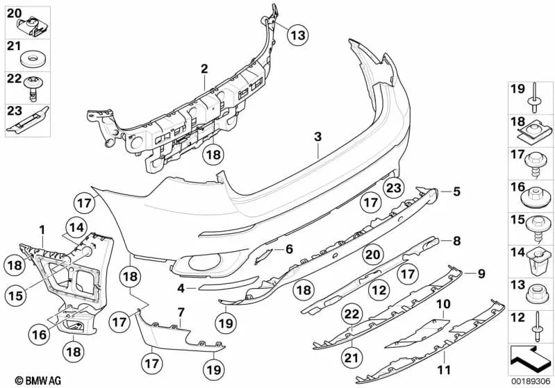 Left towing eye cover for BMW X6 E71, E72 (OEM 51127176251). Original BMW