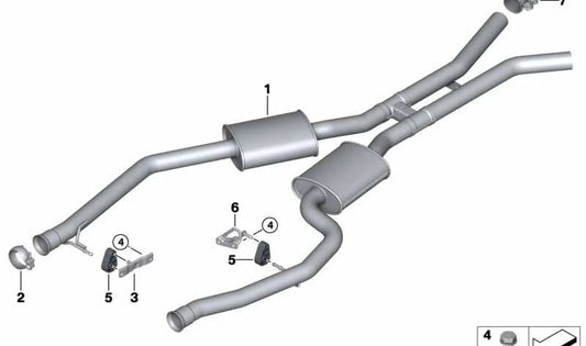 Tuberías de escape con silenciador preliminar para BMW X5 E70 (OEM 18107558647). Original BMW