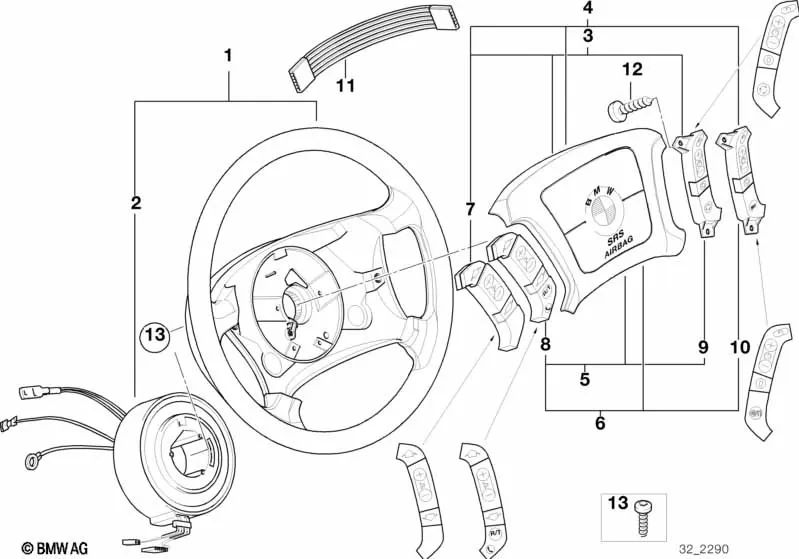 Anillo de deslizamiento para BMW Serie 5 E39, Serie 7 E38 (OEM 32341094262). Original BMW.