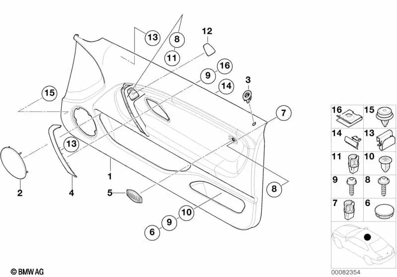 Tornillo de chapa de cabeza plana para BMW E46, E90, E91, E92, E93, E61, E53, E85, E86, E52 (OEM 51417059617). Original BMW.