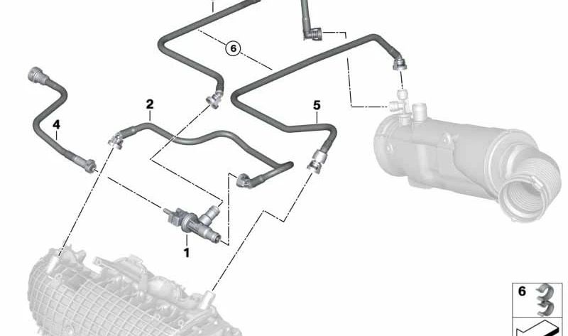 Tubo de ventilación del tanque para BMW I12, I12N, I15 (OEM 13908638729). Original BMW