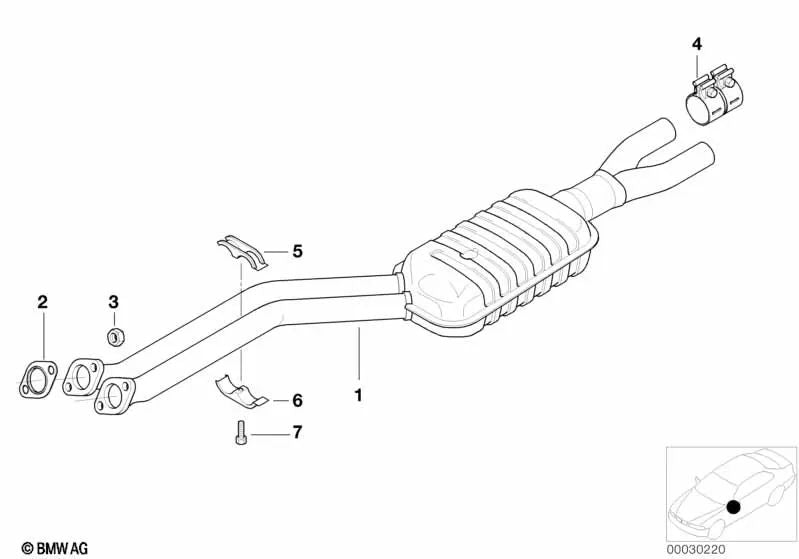 Tubo de escape para BMW Serie 7 E38 (OEM 18101437400). Original BMW