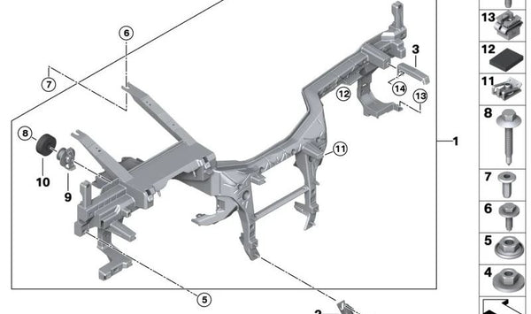 Tuerca Hexagonal para BMW X5 F95, G05, G18, X6 F96, G06, X7 G07 (OEM 07146819061). Original BMW