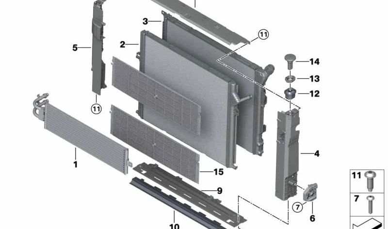 Radiador de refrigerante para BMW F30N, F31N, F32, F32N, F33, F36 (OEM 17118652497). Original BMW