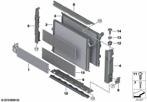 Radiador de Refrigerante para BMW F22, F23, F30N, F32N, F36 (OEM 17118625431). Original BMW