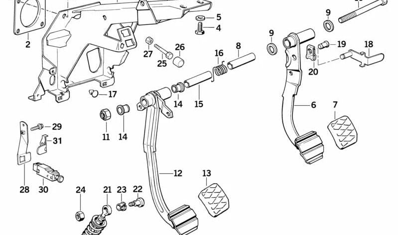 Palanca de embrague para BMW E34, E32, E31 (OEM 35311155893). Original BMW