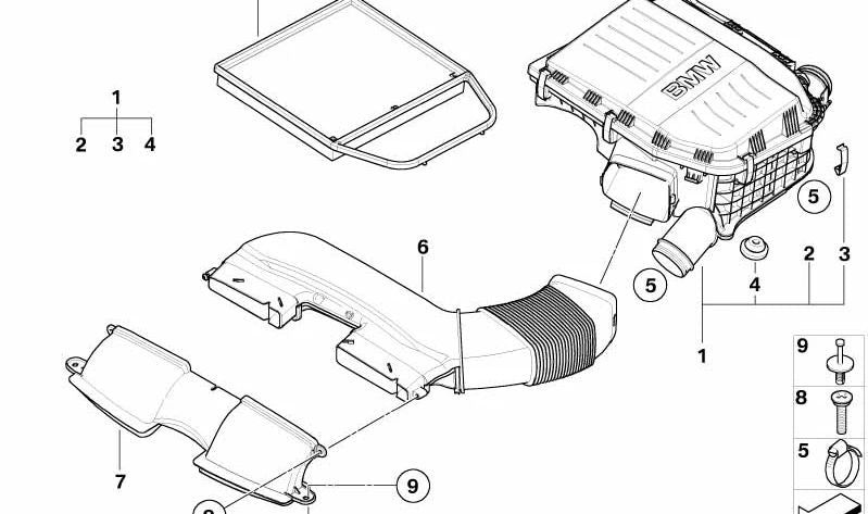 Conducto de admisión para BMW E90N, E91N, E92N, E93N, E84 (OEM 13717599282). Original BMW