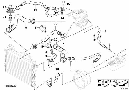 Tubo de agua para BMW Serie 7 E38 (OEM 11531712523). Original BMW