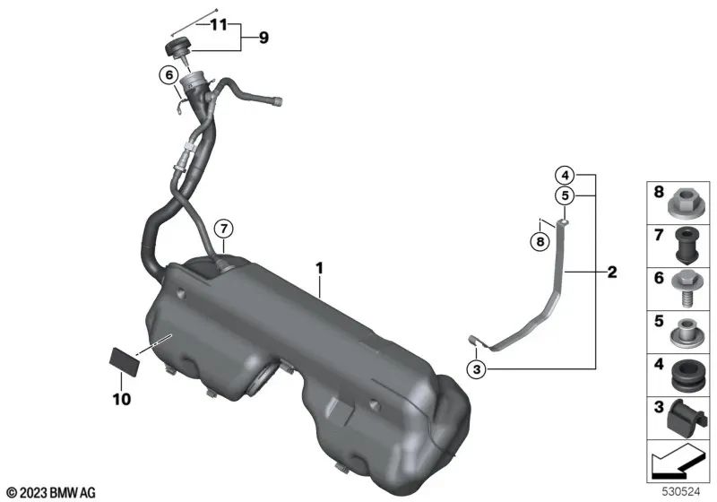 Tira de amortiguación para BMW E85, E86, E89 (OEM 16116758006). Original BMW