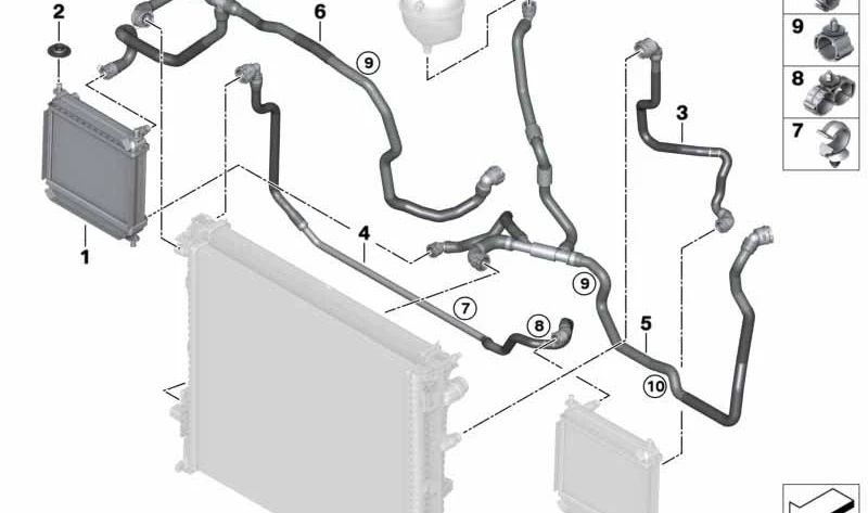 Tubo del Radiador de Refrigerante para BMW X3 F97, F98 (OEM 17128053462). Original BMW