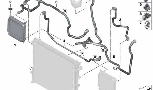 Tubo del Radiador de Refrigerante para BMW X3 F97, F98 (OEM 17128053462). Original BMW