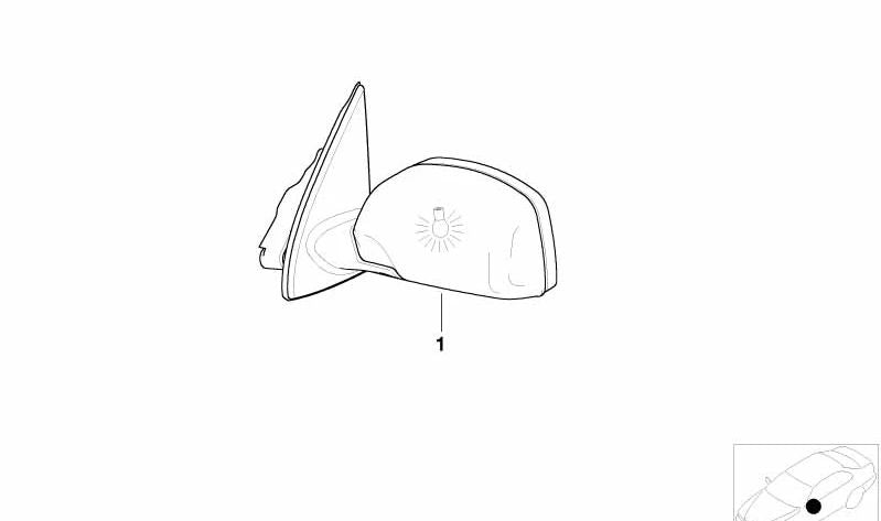 Außenspiegel ohne beheizbares Glas links für BMW E53 (OEM 51167039923). Original BMW