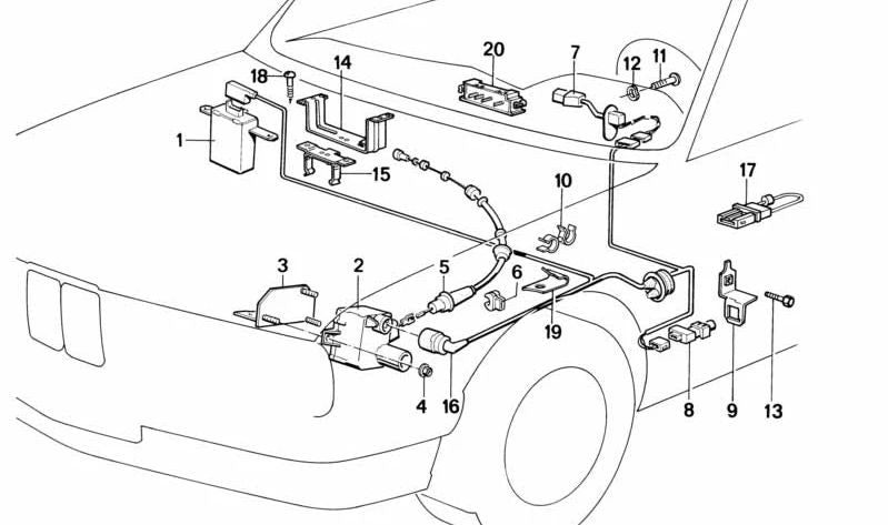 Soporte de Manguera para BMW E81, E82, E87, E88, E30, E36, E90, E91, E92, F30, F31, F32, F33, E24 (OEM 11721287721). Original BMW