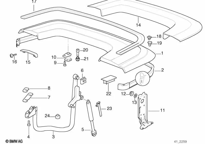 Roof compartment seal for BMW 3 Series E36 (OEM 51718132674). Original BMW.