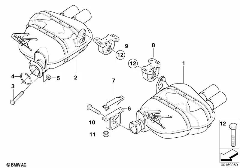 Right rubber bearing for BMW Z4 E85, E86 (OEM 18207836638). Genuine BMW.