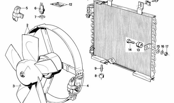 Ventilador adicional para BMW Serie 3 E30, Serie 5 E28 (OEM 64541376973). Original BMW