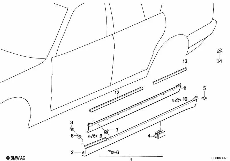 Plantilla de perforación derecha para BMW Serie 5 E34 (OEM 51712231638). Original BMW