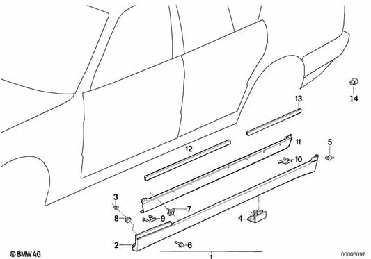 Junta derecha para BMW E34 (OEM 51712231620). Original BMW