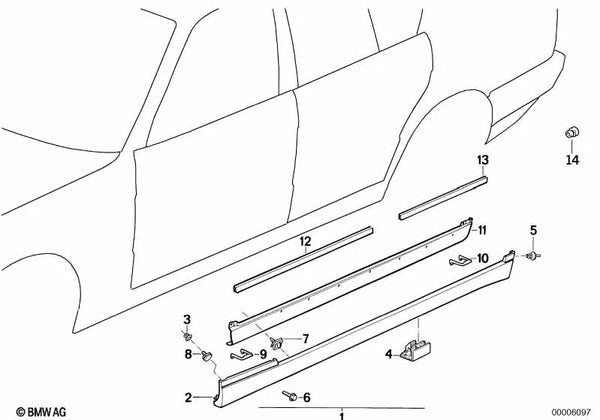 Junta derecha para BMW E34 (OEM 51712231620). Original BMW