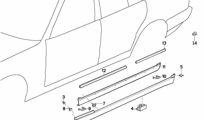 Listón de umbral derecho para BMW Serie 5 E34 (OEM 51712230340). Original BMW