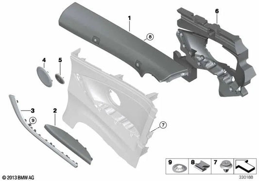 Akzentleiste trasera derecha para BMW F32, F33 (OEM 51438063962). Original BMW