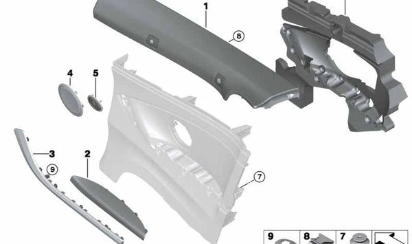 Reposabrazos de cuero trasero izquierdo para BMW Serie 4 F33, F83 (OEM 51438057809). Original BMW