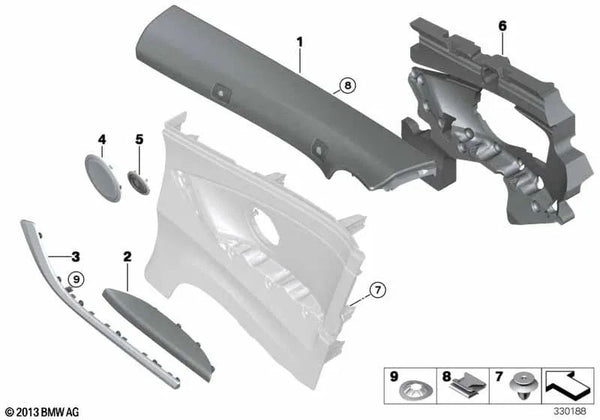 Apoyabrazos de cuero trasero derecho para BMW F33, F33N (OEM 51437345502). Original BMW