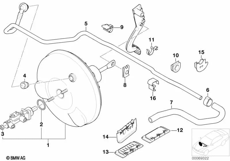 Tubo de vacío para BMW Serie 3 E46 (OEM 34336761780). Original BMW