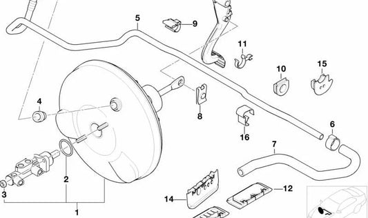 Tubo de vacío para BMW E46 (OEM 34336752116). Original BMW