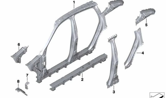 OEM 41007955051 Linksleitende Rockverstärkung für BMW G05, F95, G06, F96. Original BMW.